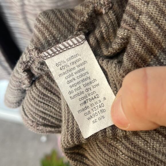 ALLEN ALLEN USA Brown / Tan Knit Cotton Blend Waterfall Open Front Cardigan O/S - Picture 3 of 6